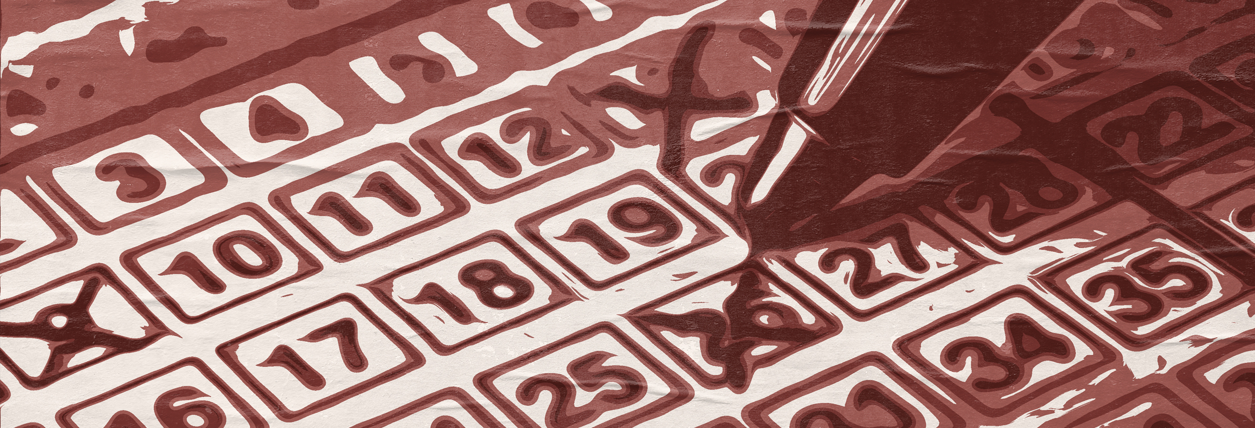 Stilisierte Ansicht von Lottoschein, der gerade ausgefüllt wird